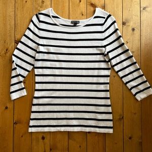 Express Black/White Stripe 3/4 Sleeve Sweater Sz Small